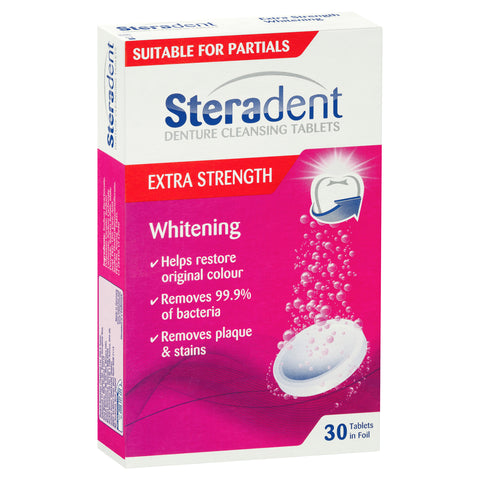 Steradent Denture Cleaning Tablets Extra Strength Intensive Whitening 30 Pack