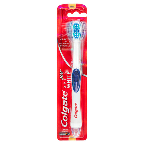Colgate 360 Optic White Powered Toothbrush Soft with vibrating & polishing bristles Soft