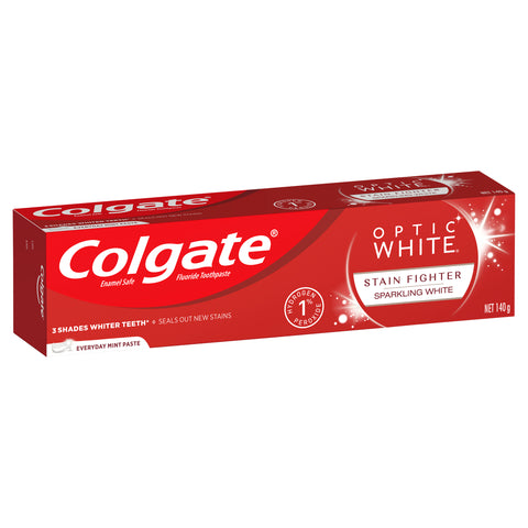 Colgate Optic White Stain Fighter Teeth Whitening Toothpaste Sparkling White with Hydrogen Peroxide 140g