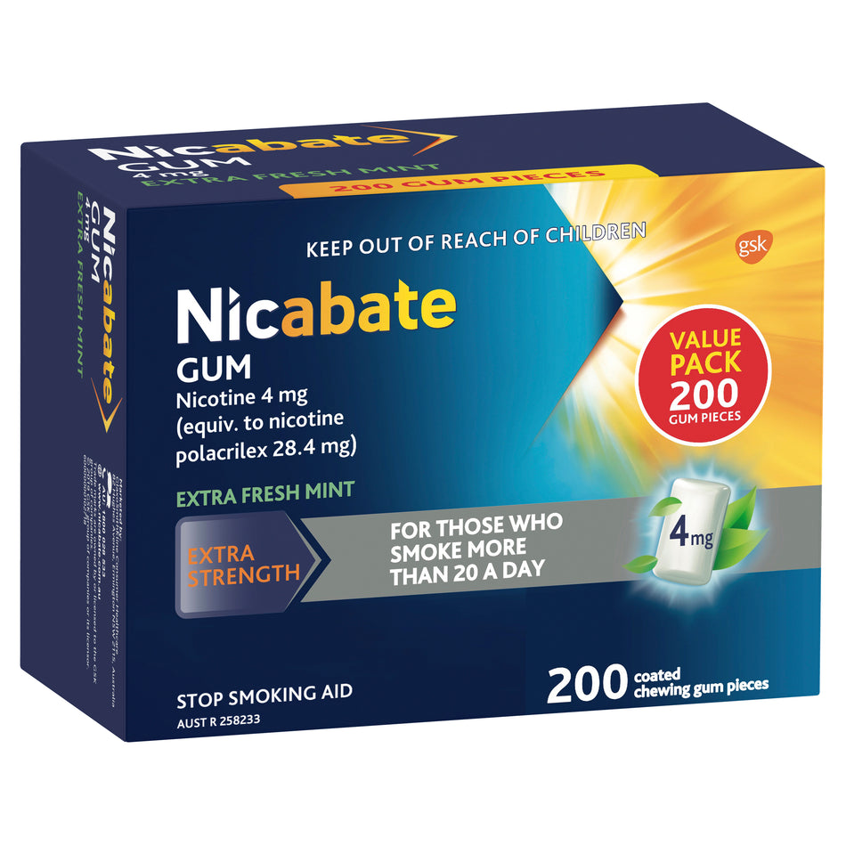 Nicabate Gum Extra Fresh Mint 4mg 200 Pieces