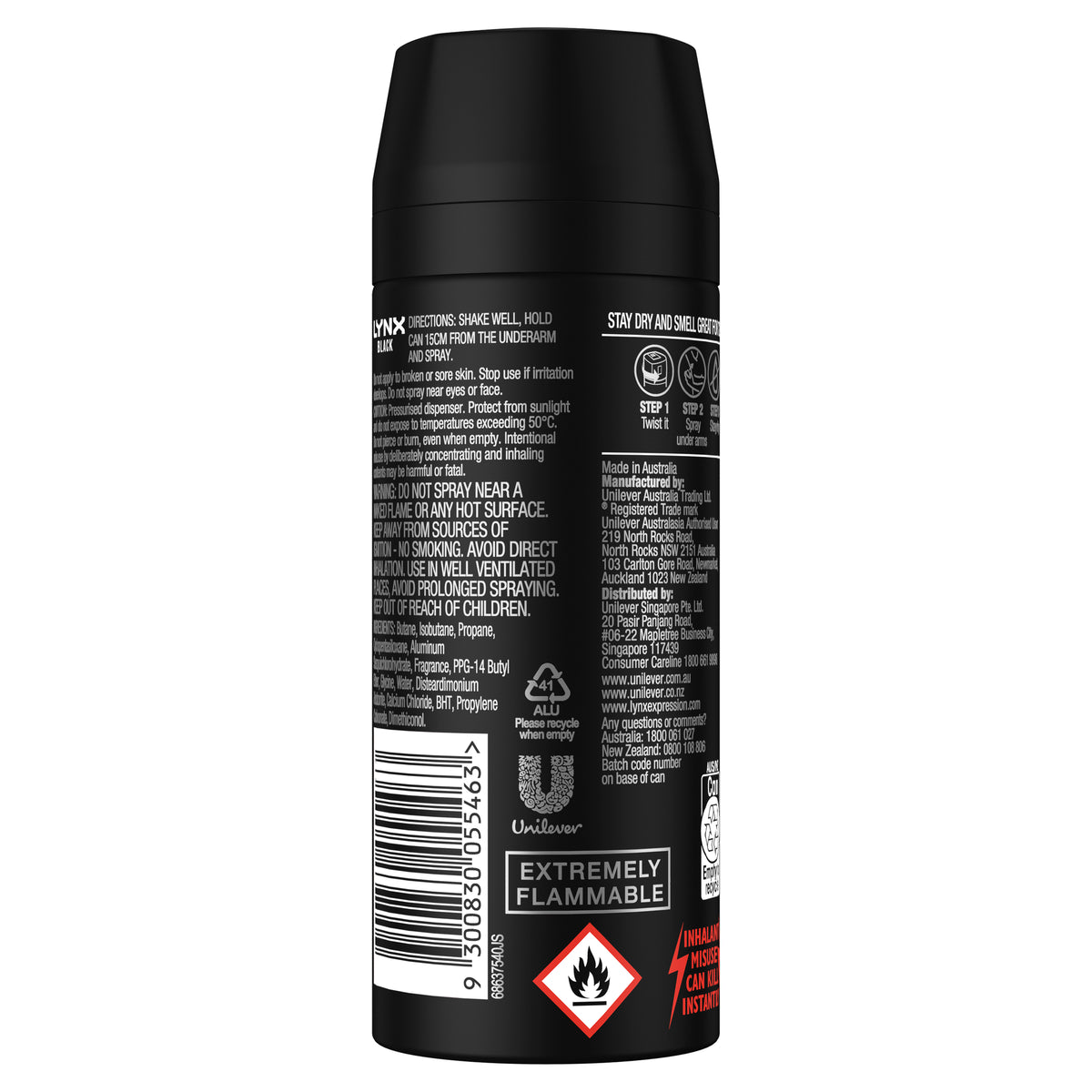 Lynx Antiperspirant Aerosol Black 165ml