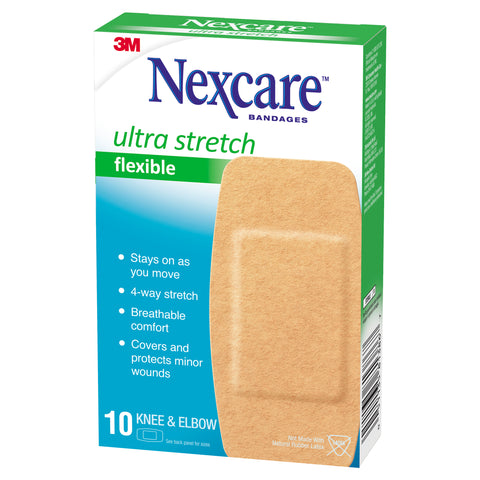 Nexcare Soft 'n Flex Bandages (Knee & Elbow) Large Strips X 10