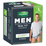 DEPEND REAL FIT UNDERWEAR MALE LARGE 8