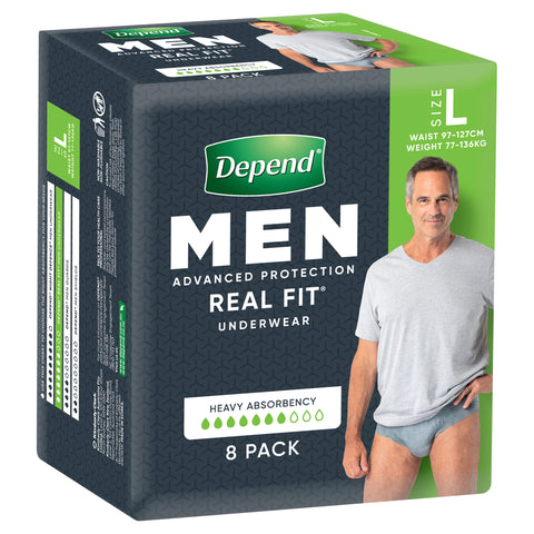 DEPEND REAL FIT UNDERWEAR MALE LARGE 8