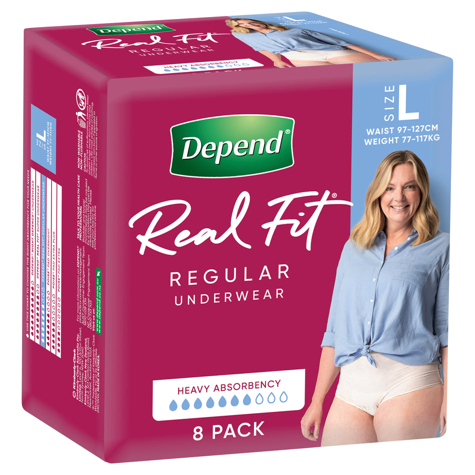 Depend Women REGULAR  Real Fit Underwear 8 Large