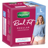 Depend Women REGULAR  Real Fit Underwear 8 Large