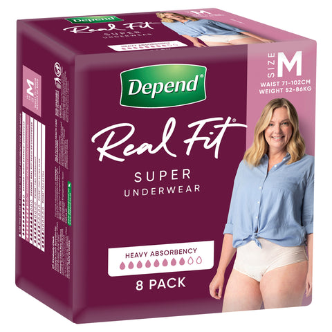 Depend Women Real Fit Underwear Super Medium 8 Pack