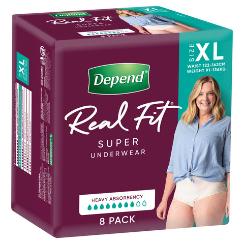 Depend Women Real Fit Underwear Super Extra Large 8 Pack