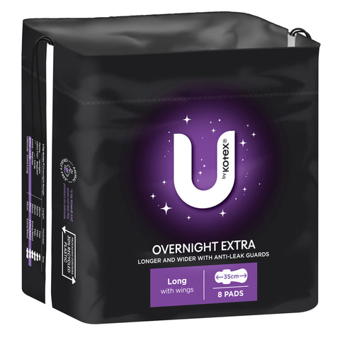 U by Kotex Maxi Pad Overnight Long Wing 8 Pack