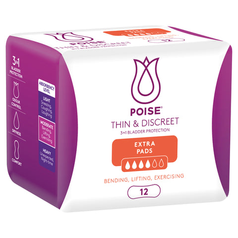 Poise Thin & Discreet Pads Extra 12 Pack