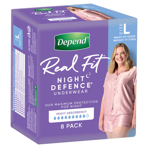 Depend Underwear Realfit Night Defence Female Large 8 Pack