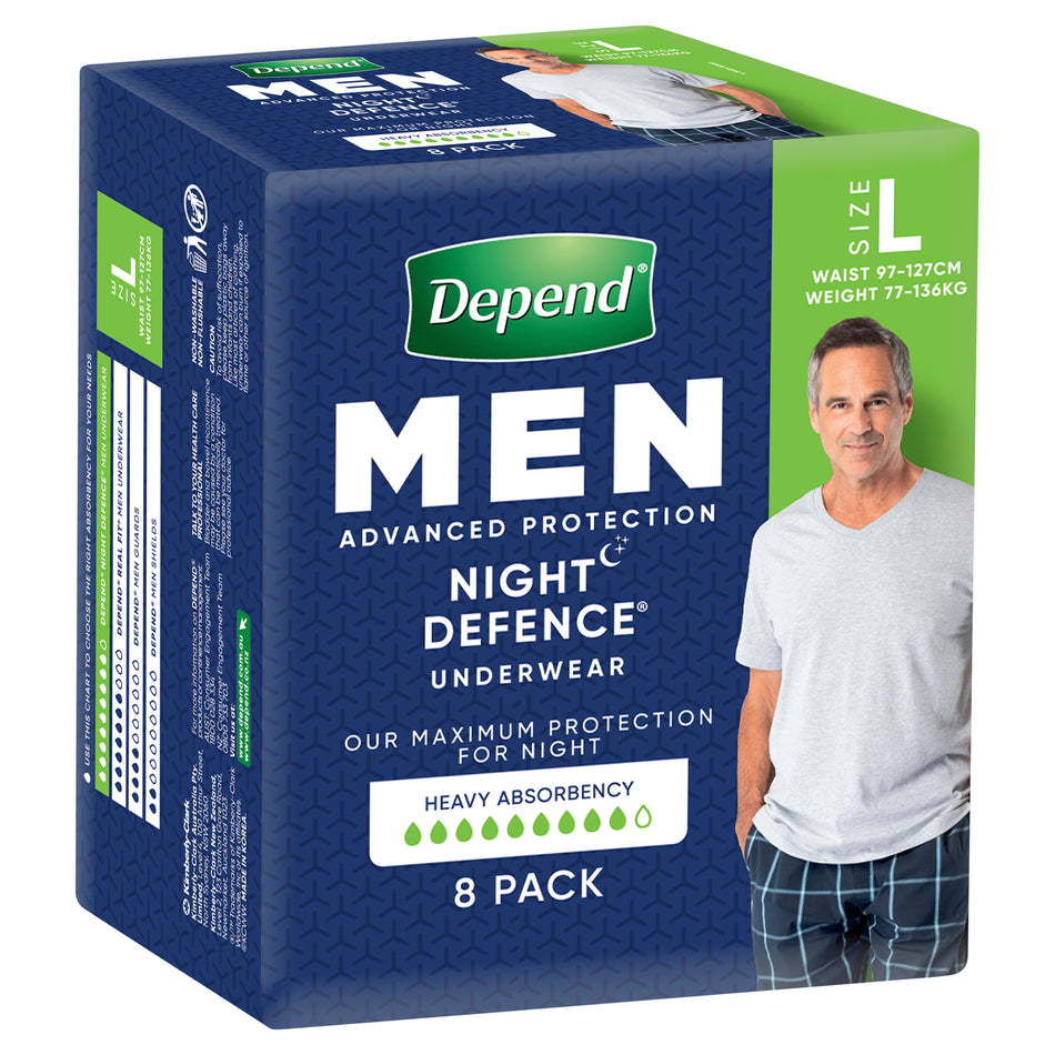 Depend Real Fit Night Defence Incontinence Underwear Men L 8 Pack