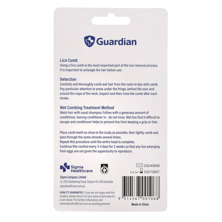 Guardian Lice Comb Metal Teeth Dual With Mag