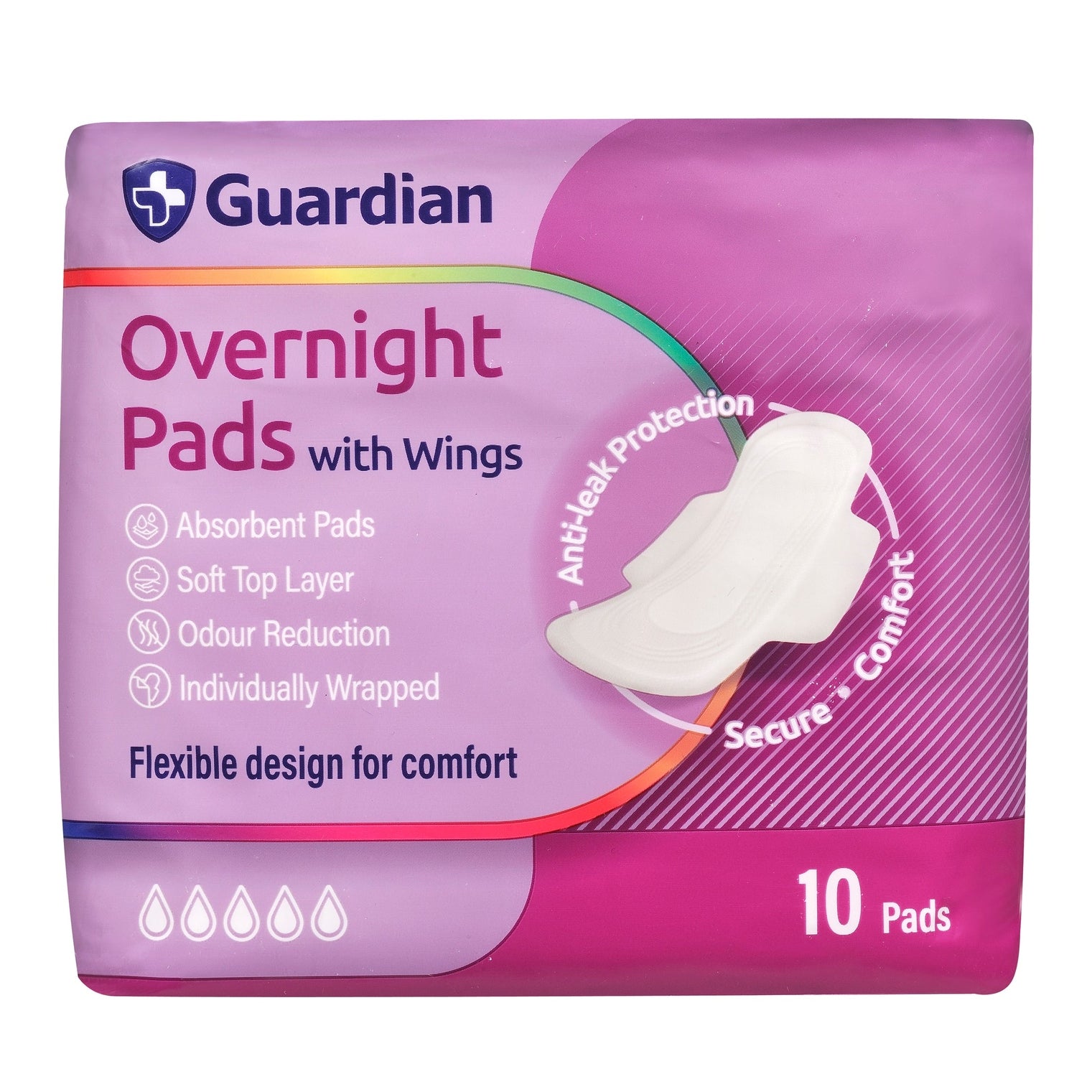 Guardian Overnight Pads With Wings 10pk