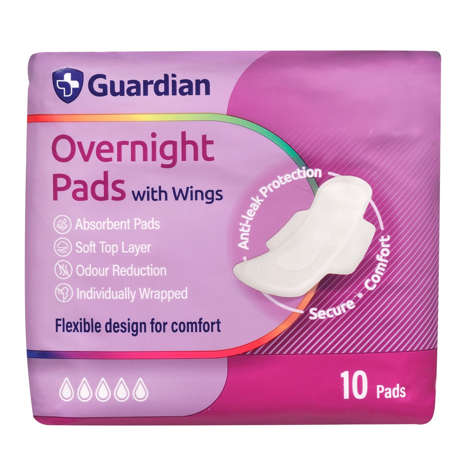 Guardian Overnight Pads With Wings 10pk