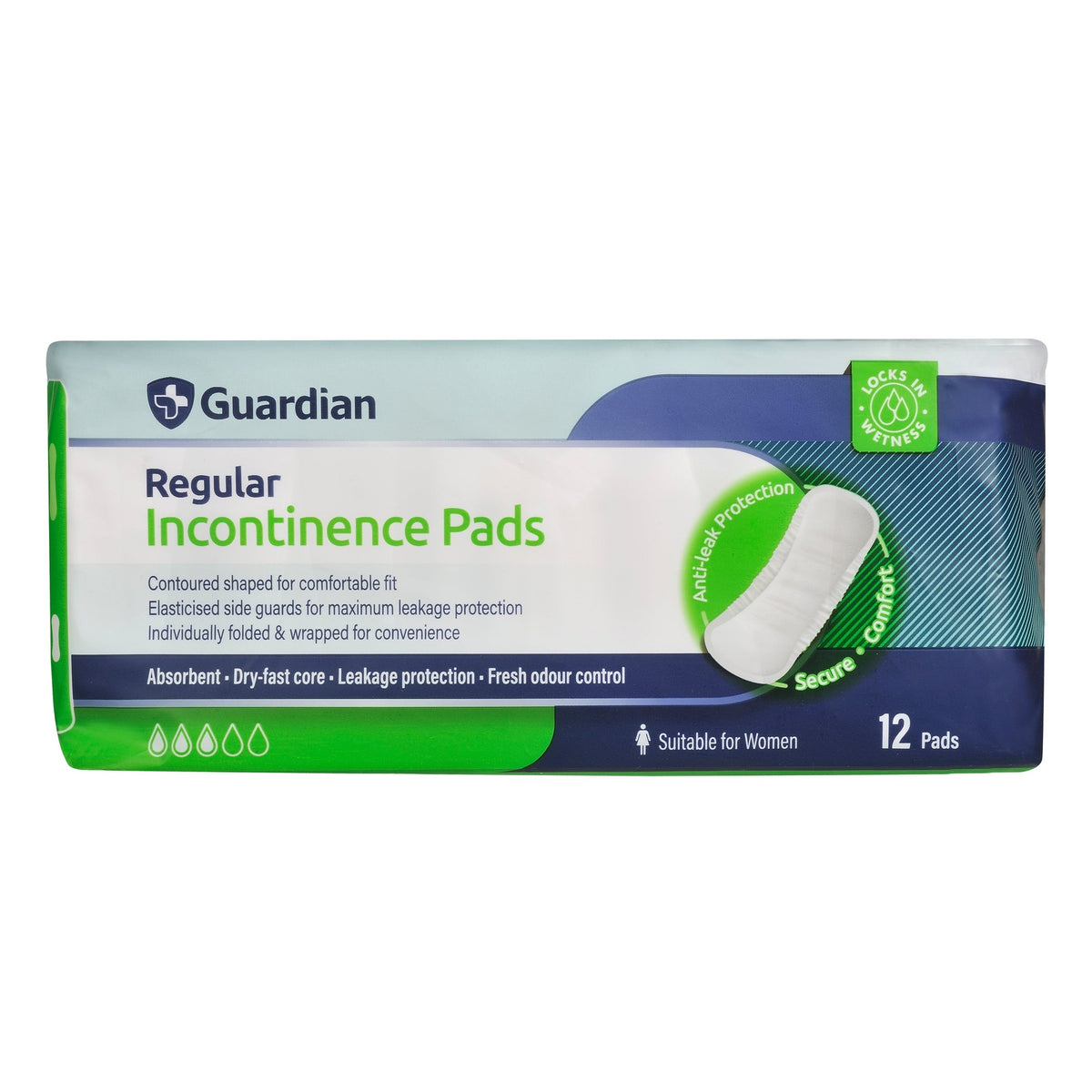 Guardian Incontinence Pads Reg 12pk