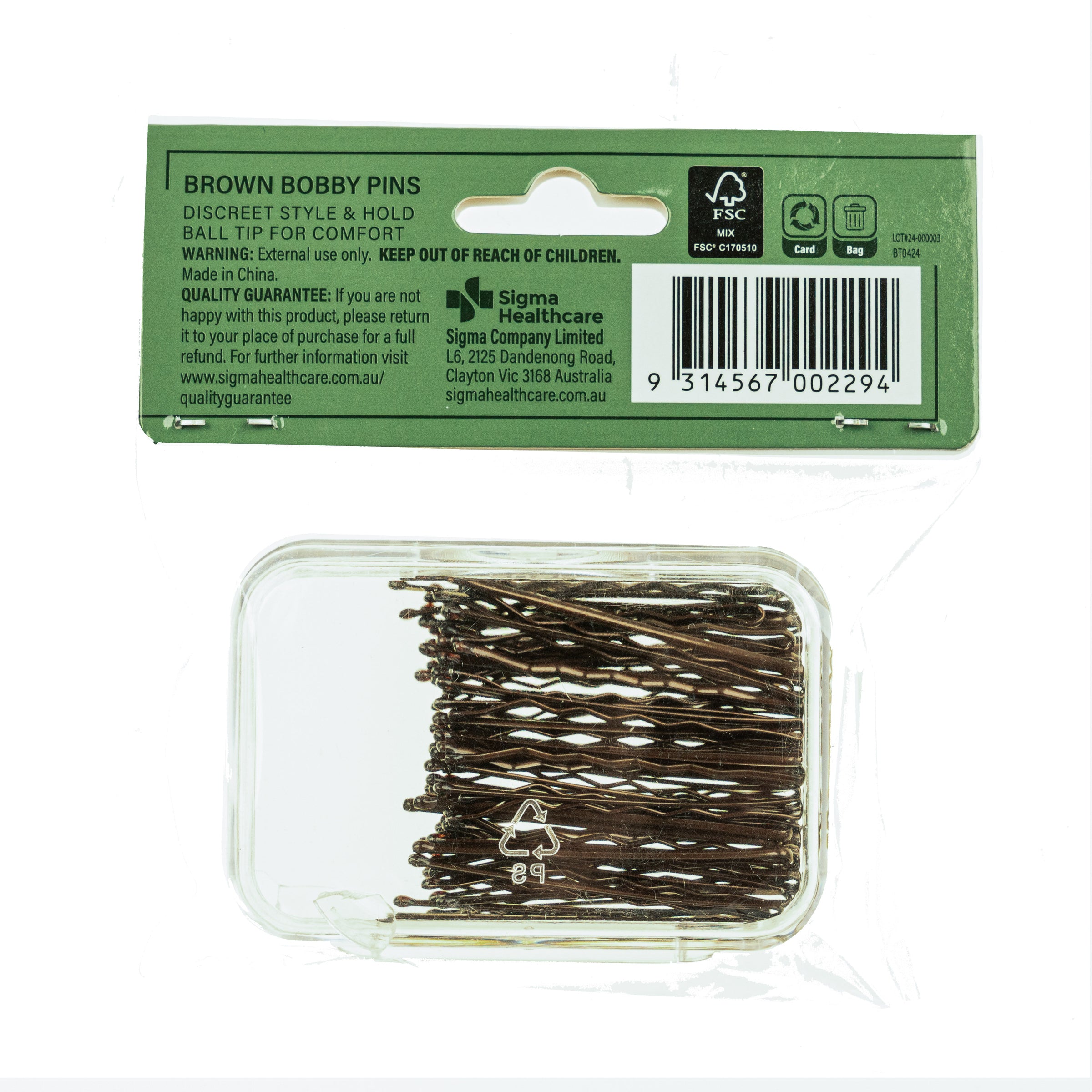 Beauty Theory Brown Bobby Pins 50pk