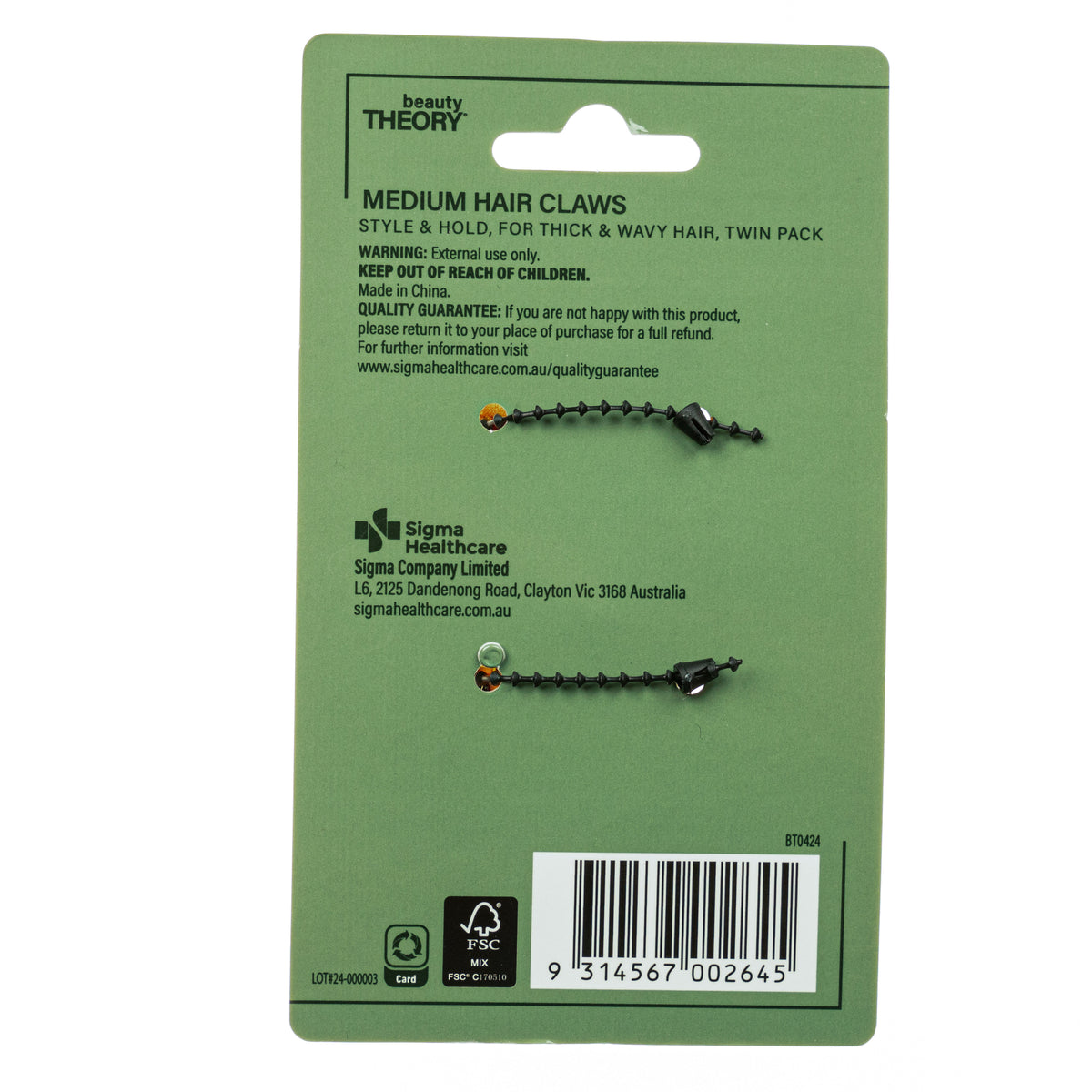 Beauty Theory Medium Hair Claw Twin Pack