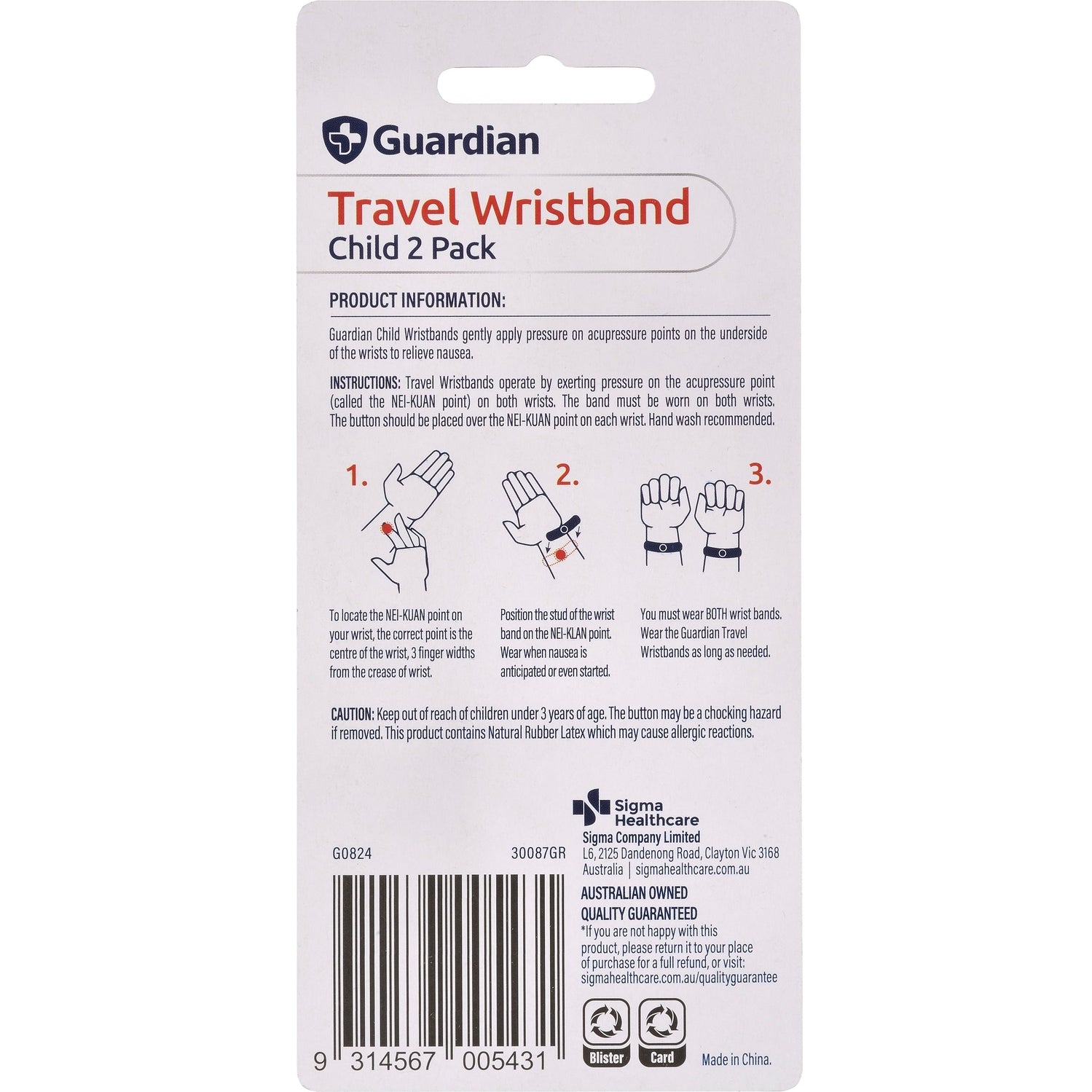 Guardian Nausea Wristband 2ps Child