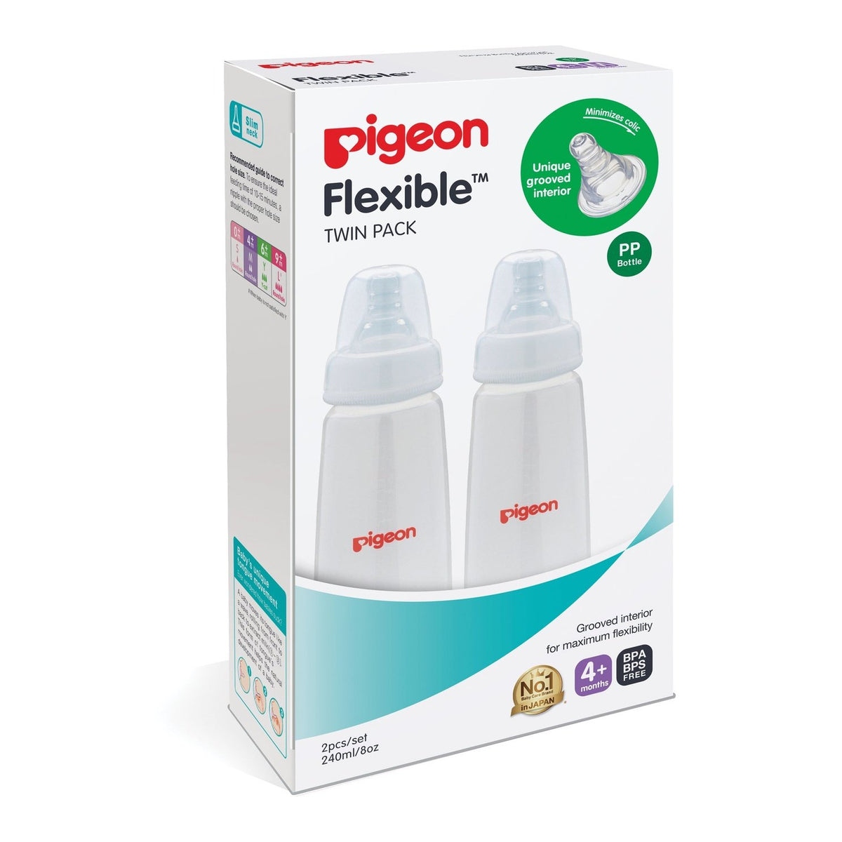 Pigeon Slim Neck PP Baby Feeding Bottle 2 x 240mL