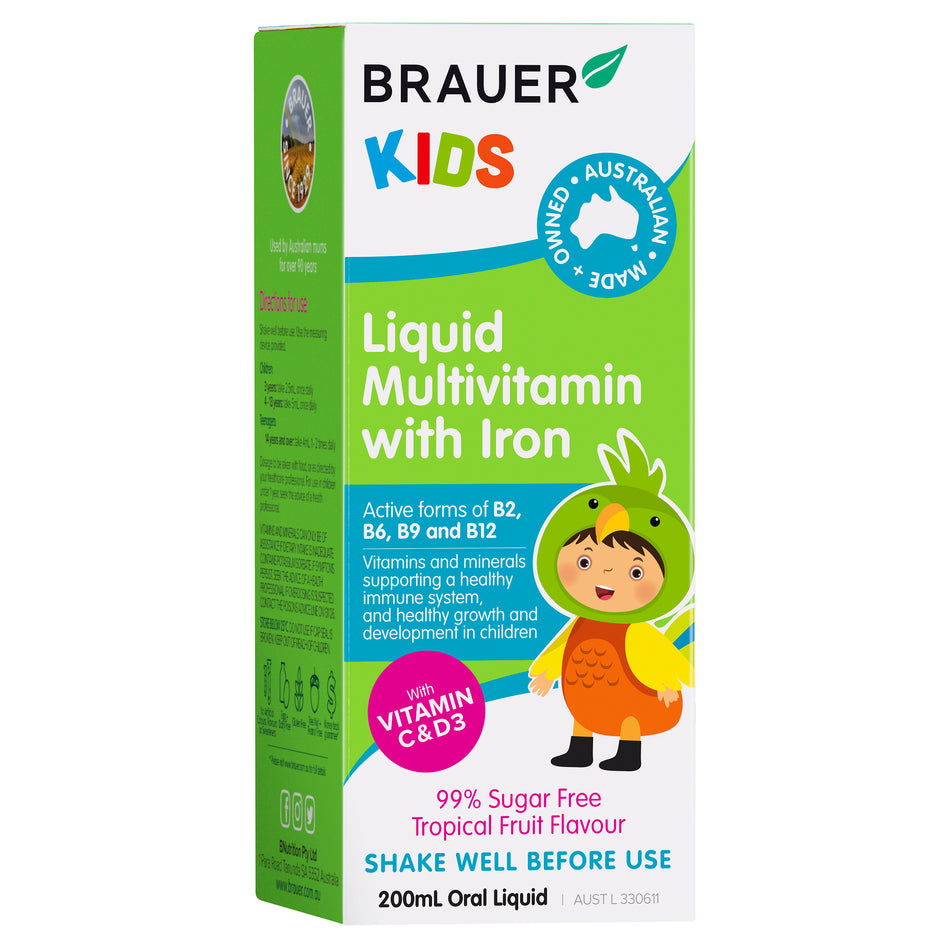Brauer Kids Liquid Multivitamin With Iron 200ml