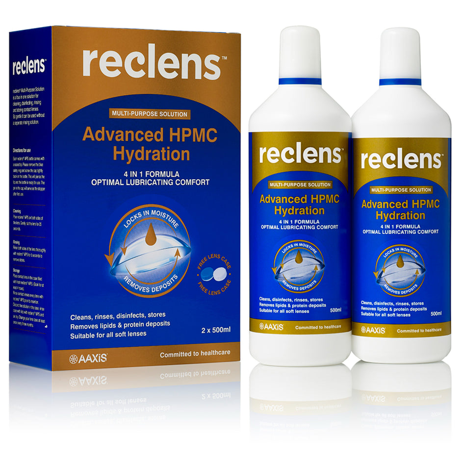 Reclens Multi Purpose Solution 2 X 500ml (With Lens Case)