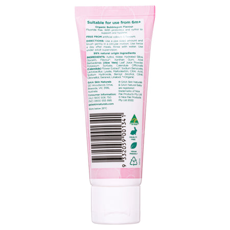 Gaia Natural Baby Probiotic Toothpaste Bubblegum 50g