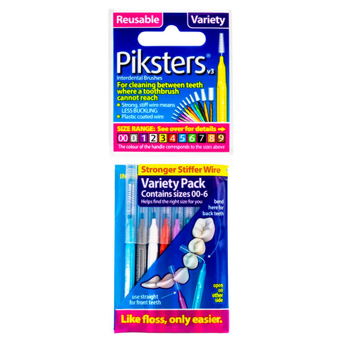 Piksters Interdental Brushes Variety Pack Sizes 00-6 8PK