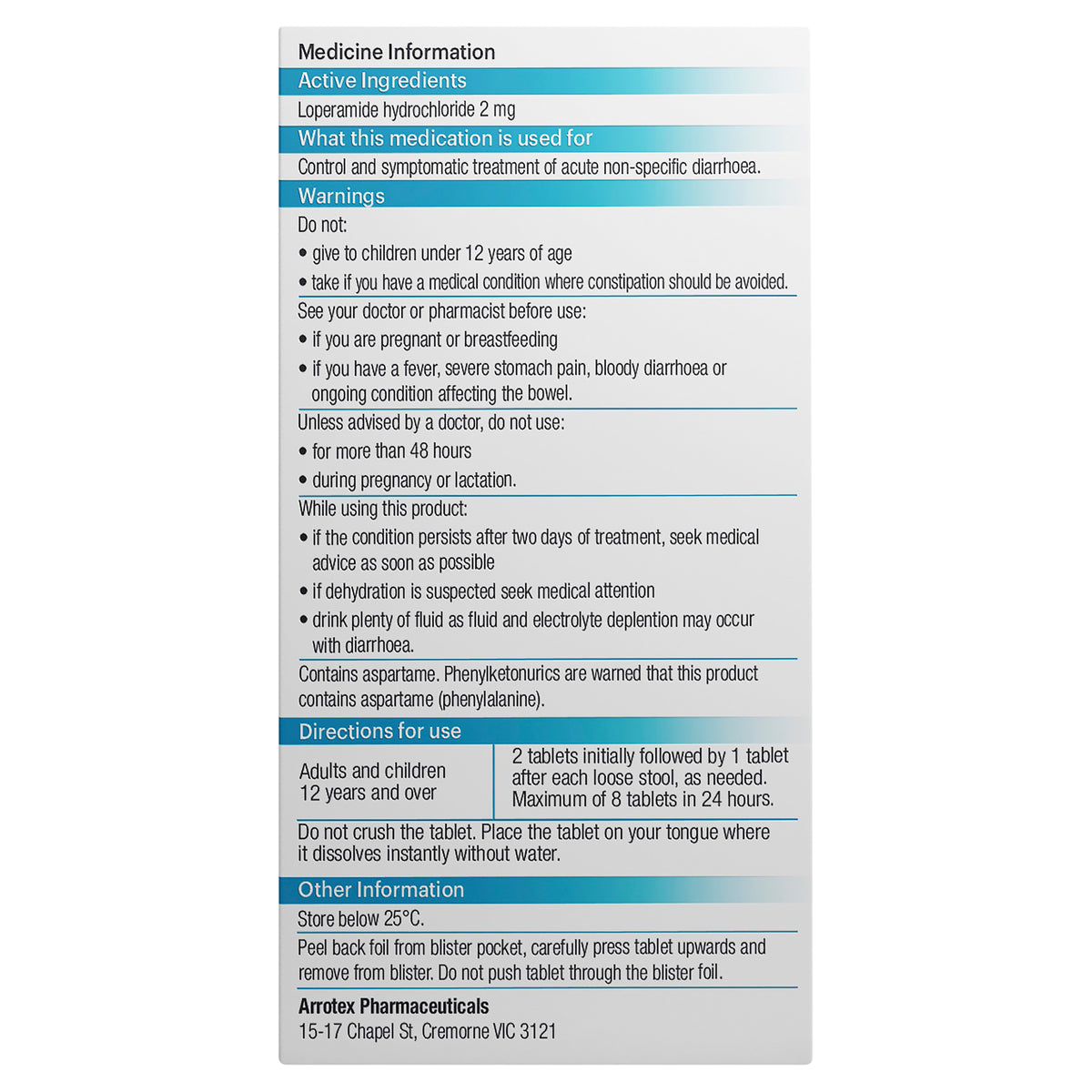 APOHEALTH Diarrhoea Relief Melts 12 Tabs