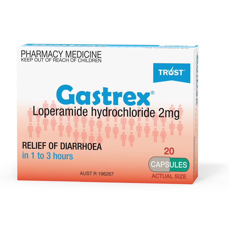 GASTREX DIARRHOEA RELIEF 20 CAPS ( Only 2 Per Customer)
