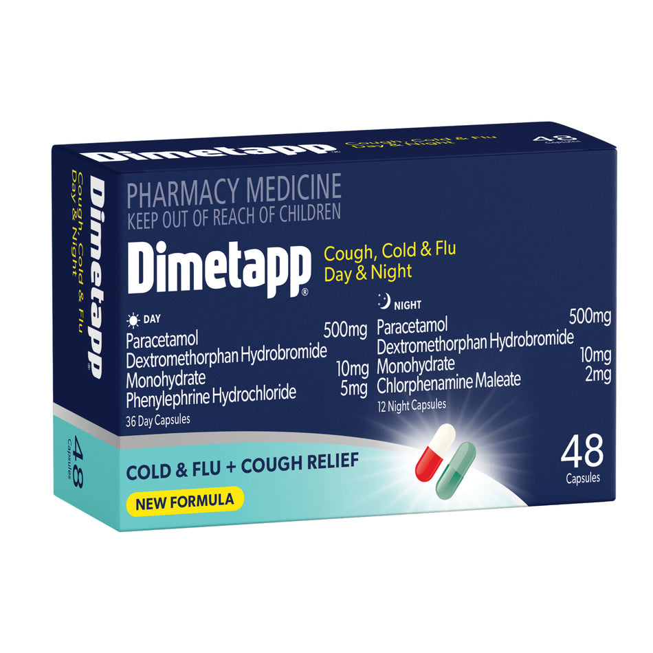 Dimetapp Cold, Cough and Flu Day/Night  Cap 48 (Phenylephrine)