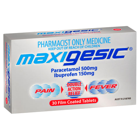 Maxigesic Paracetamol 500mg & Ibuprofen 150mg 30 Tablets(S3)
