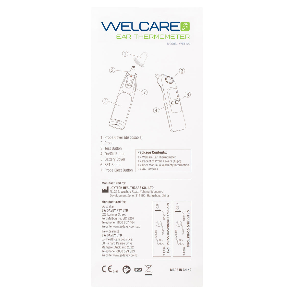 Welcare Ear Thermometer 2In1