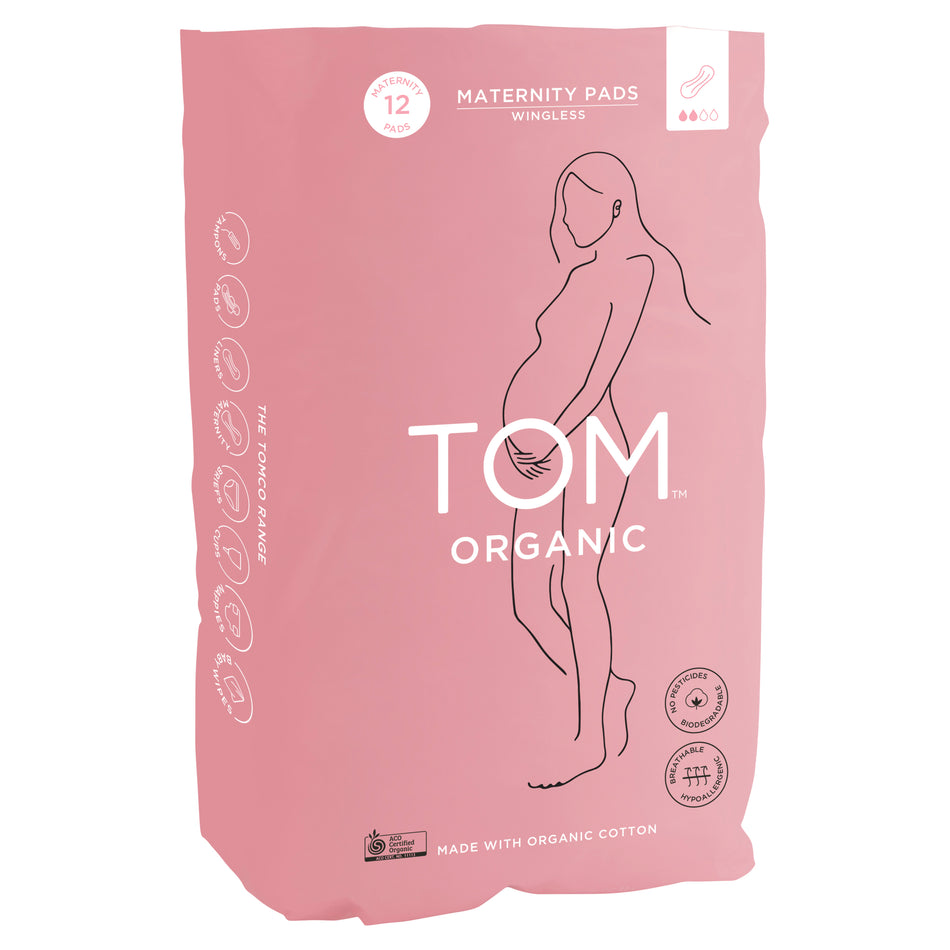 TOM ORGANIC Maternity Pads Ultra Absorbent For Post Birth 12