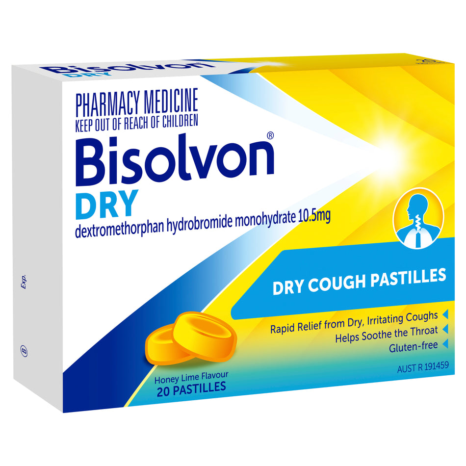 Bisolvon Dry Honey Lime Pastilles 20 Pack