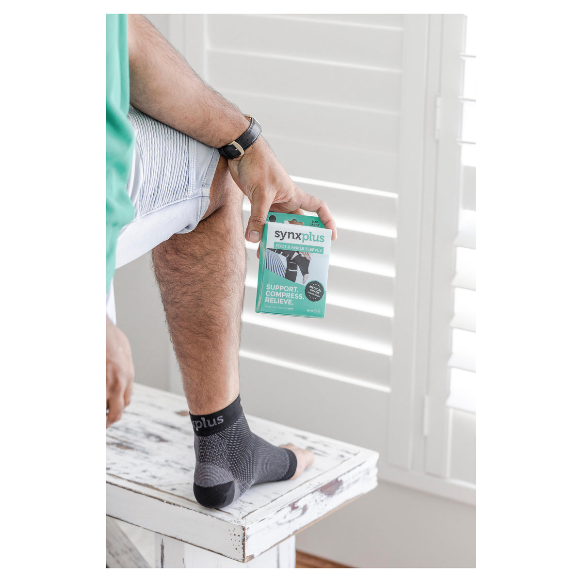 SYNXPLUS FOOT&ANKLE COMPRESSION NUDE Large