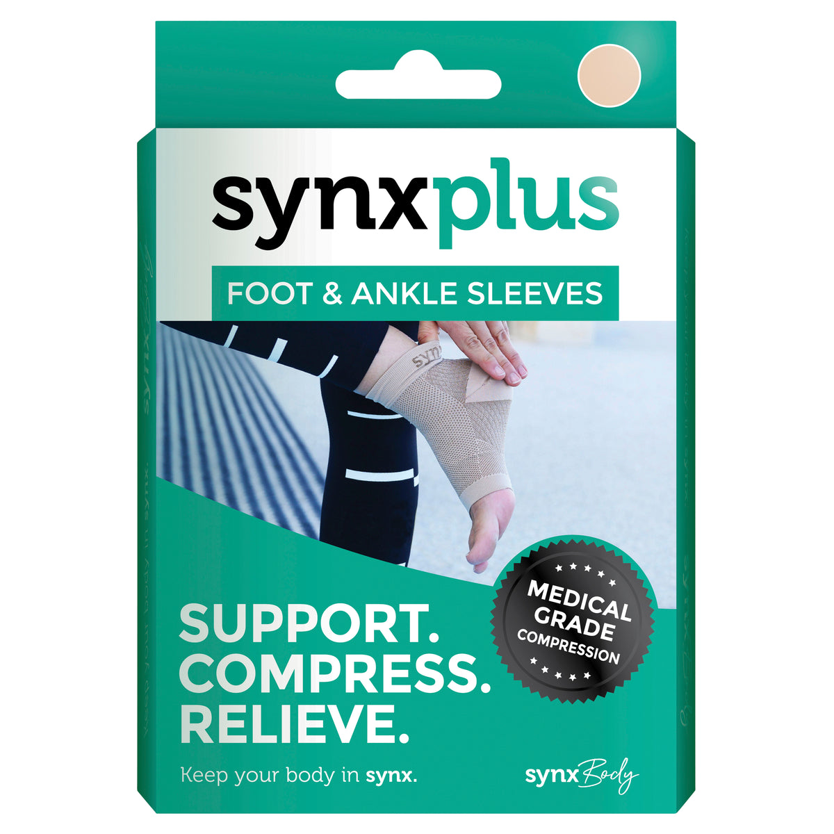 SynxPlus Foot & Ankle Compression Sleeve Nude Extra Large