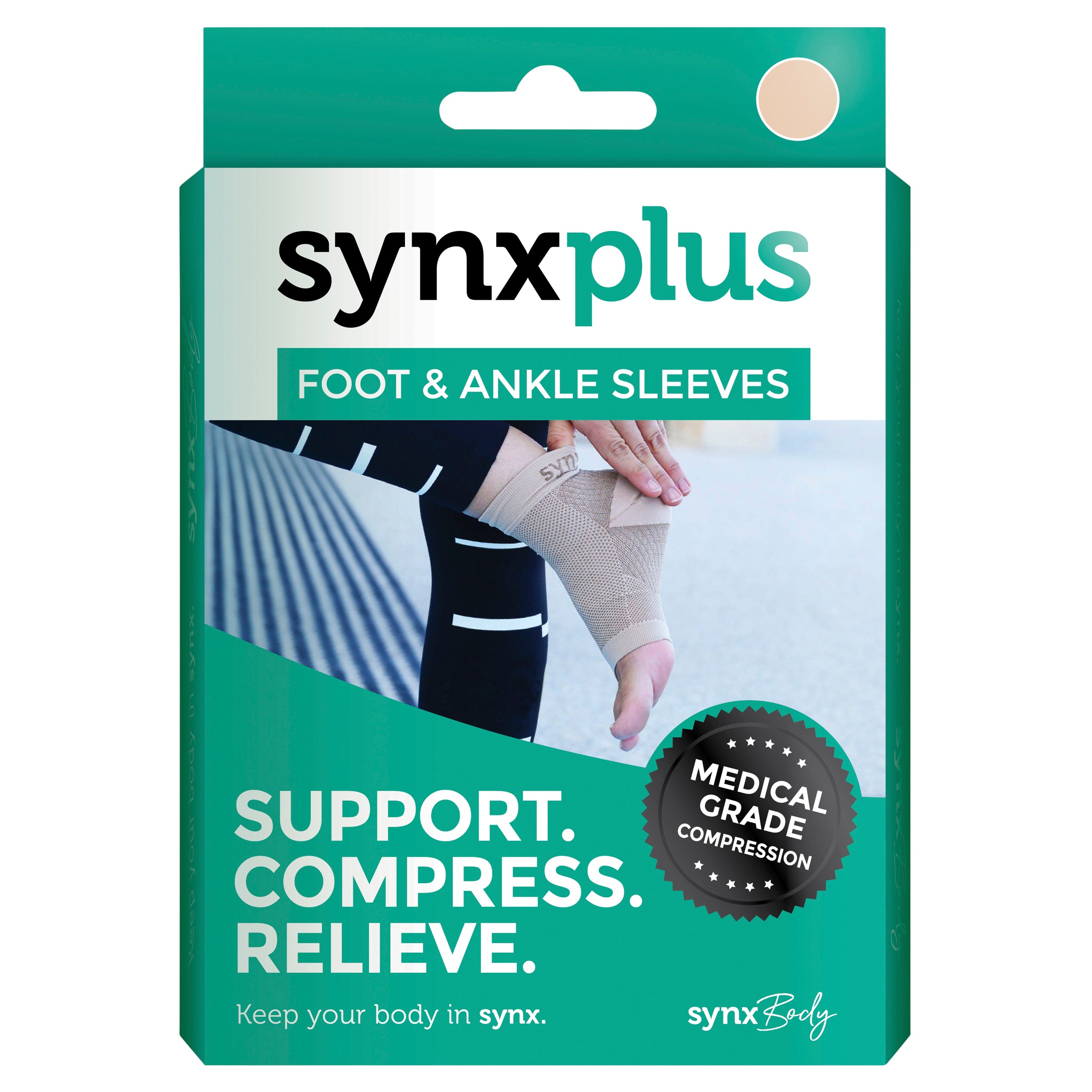 SynxPlus Foot & Ankle Compression Sleeve Nude Extra Large