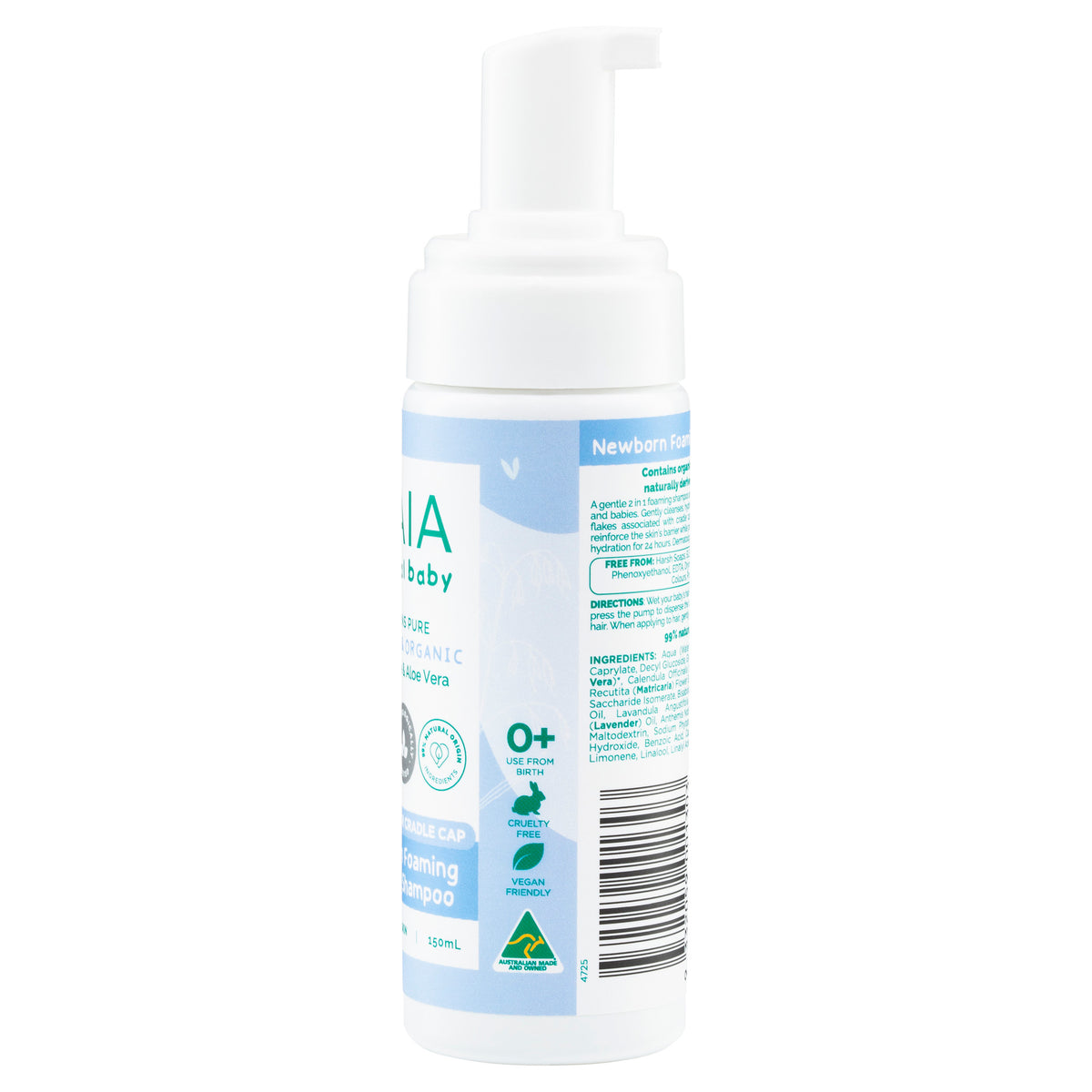 GAIA Natural Baby Newborn Foaming Wash & Shampoo 150ml