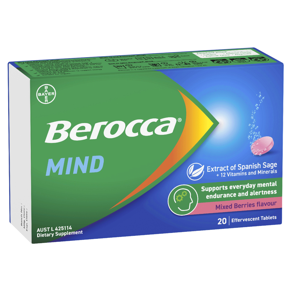 Berocca Mind Mixed Berries 20 Effervescent Tablets