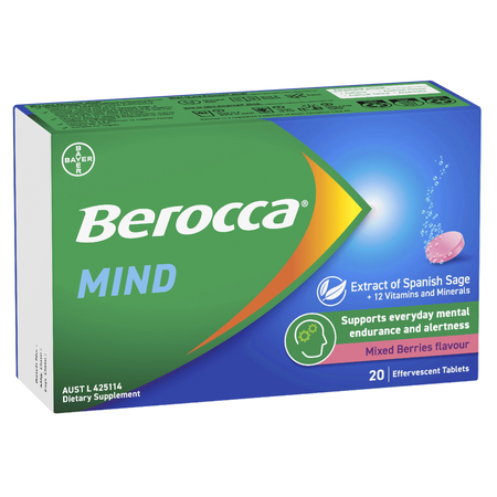 Berocca Mind Mixed Berries 20 Effervescent Tablets