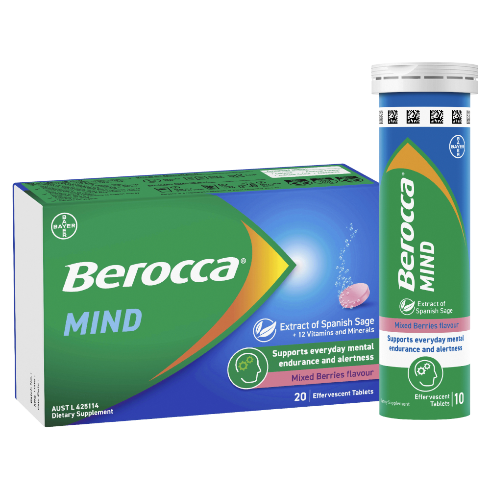 Berocca Mind Mixed Berries 20 Effervescent Tablets