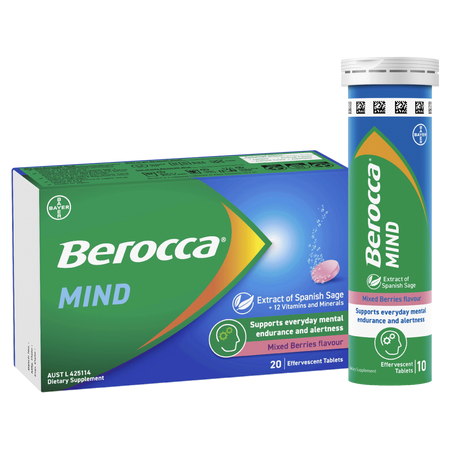 Berocca Mind Mixed Berries 20 Effervescent Tablets