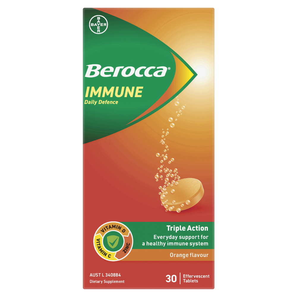 Berocca Immune Daily Defence Orange 30 Effervescent Tablets