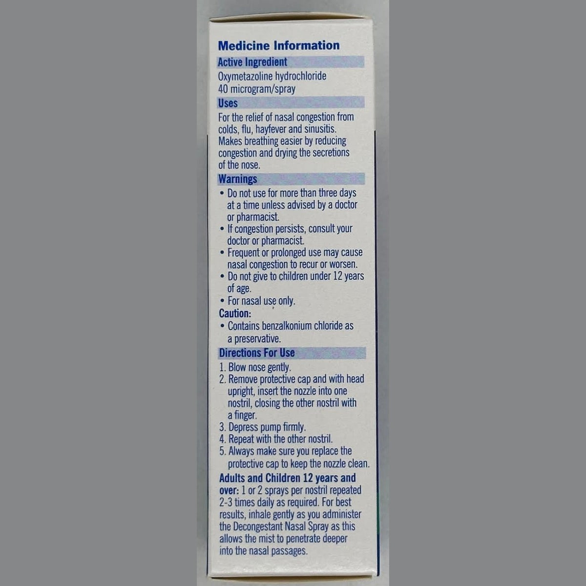 Pharmacy Choice Decongestant Nasal Spray Pump 20ml