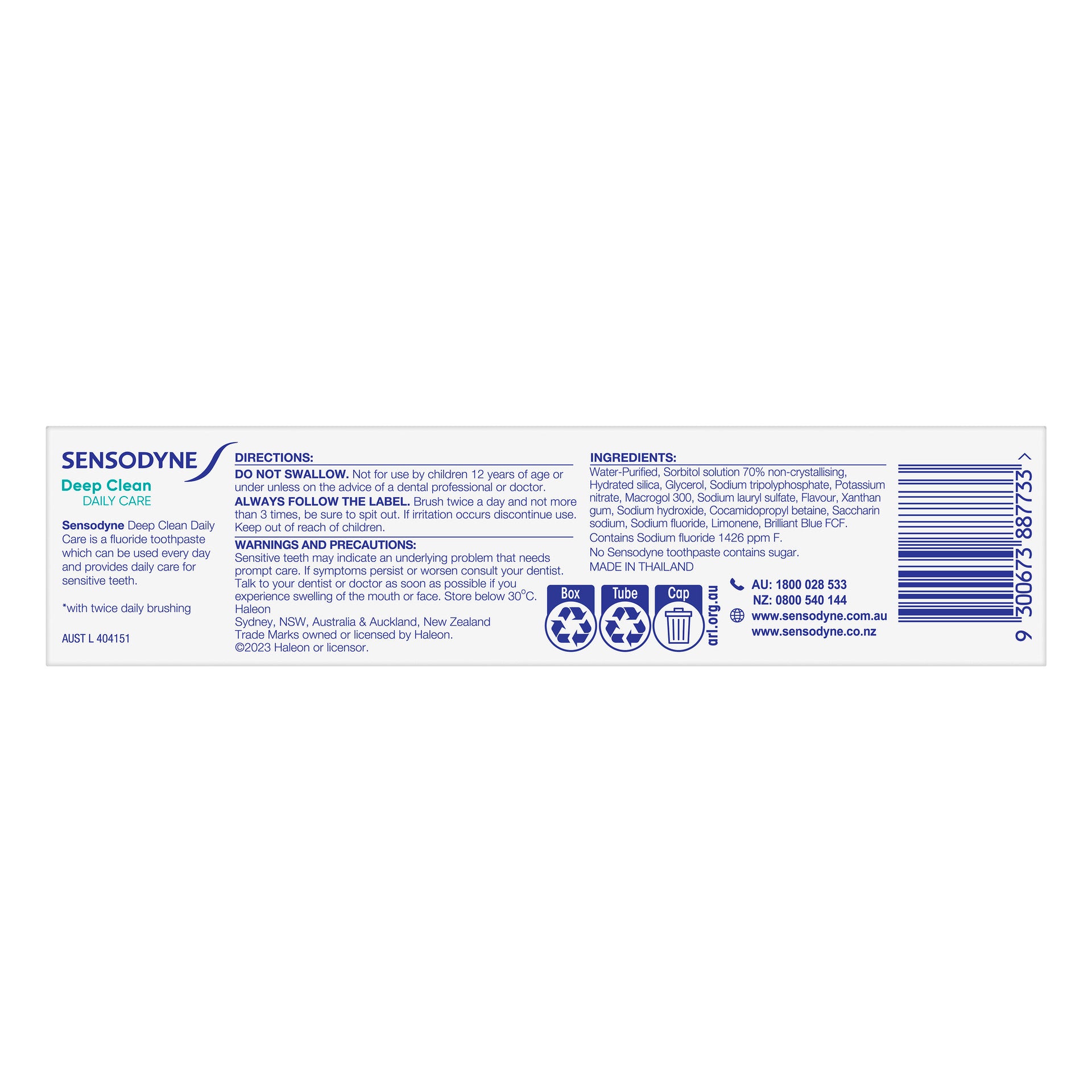 Sensodyne Deep Clean Sensitive Toothpaste 110g