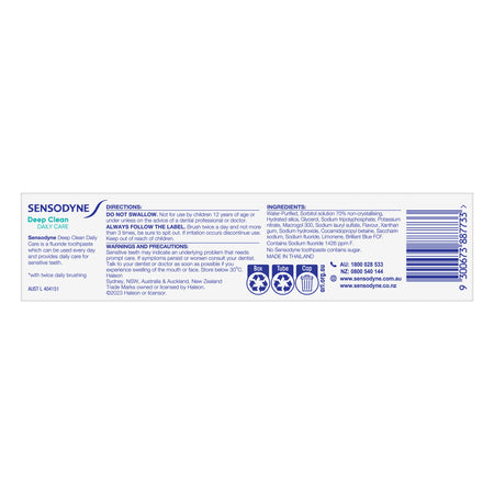 Sensodyne Deep Clean Sensitive Toothpaste 110g