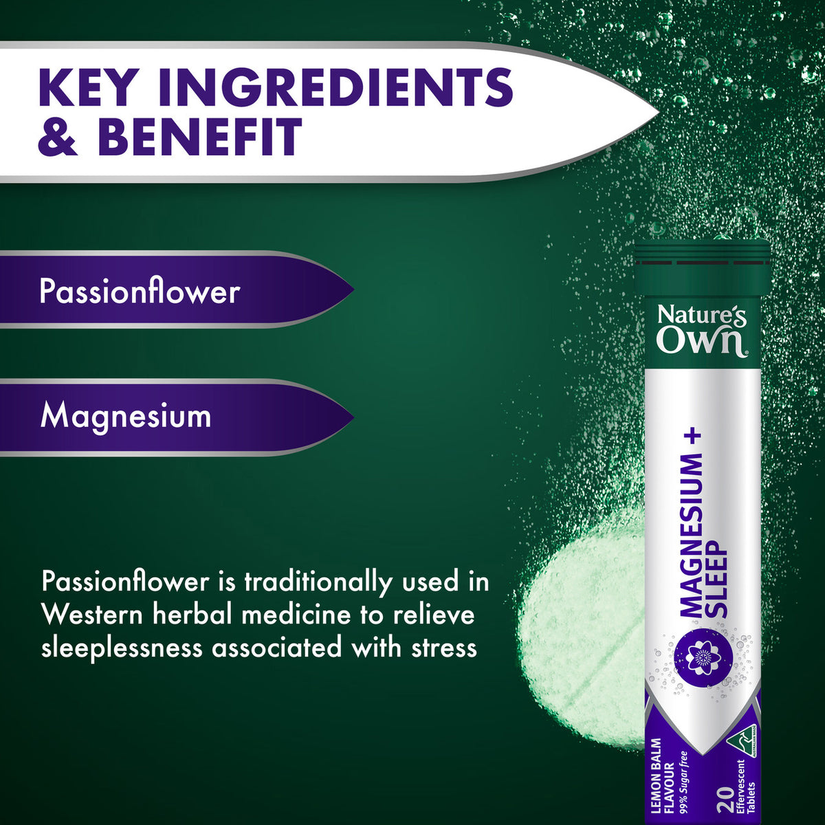 Nature's Own Magnesium + Sleep Effervescent with Passionflower 20 Tablets
