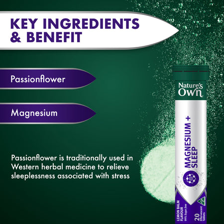 Nature's Own Magnesium + Sleep Effervescent with Passionflower 20 Tablets
