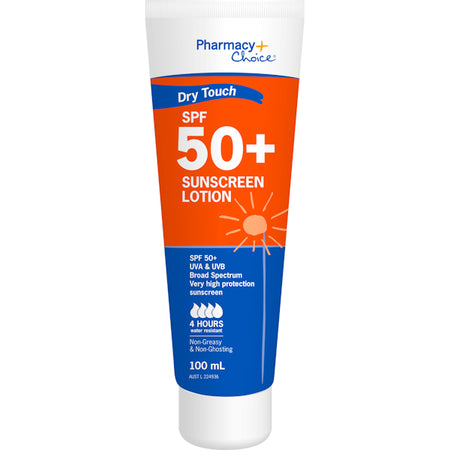 Pharmacy Choice OTC Dry Touch SPF 50+ Sunscreen Lotion Tube 100mL